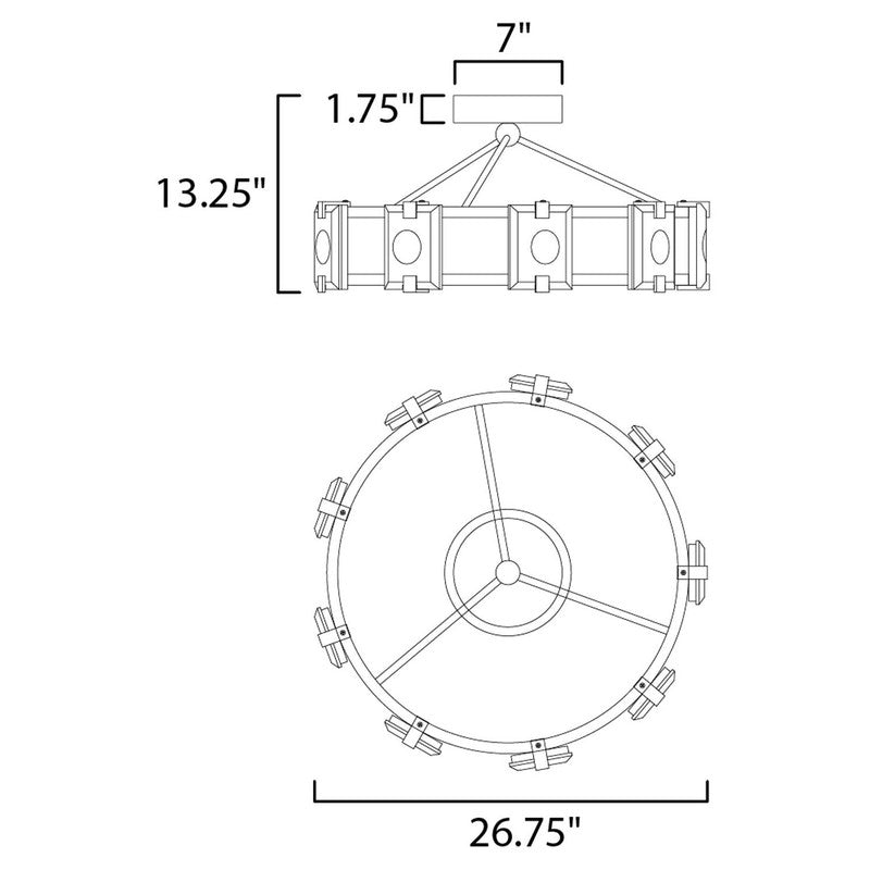 Maxim 39530CYBKGL - Radiant 9 Light 27" Flush Mount