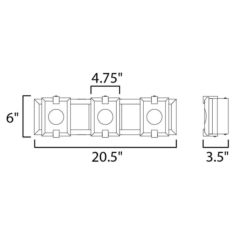 Maxim 39532CYBKGL - Radiant 3 Light 21" Vanity Light