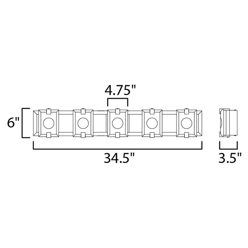 Maxim 39533CYBKGL - Radiant 5 Light 35" Vanity Light
