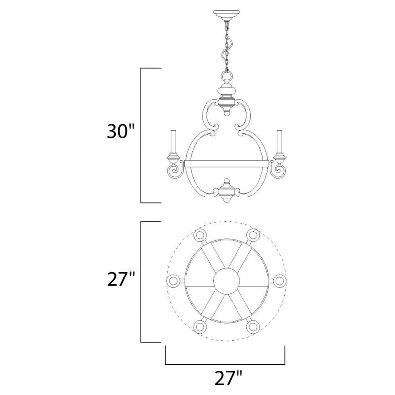 Maxim 39605SW - Olde World 6 Light 31" Chandelier