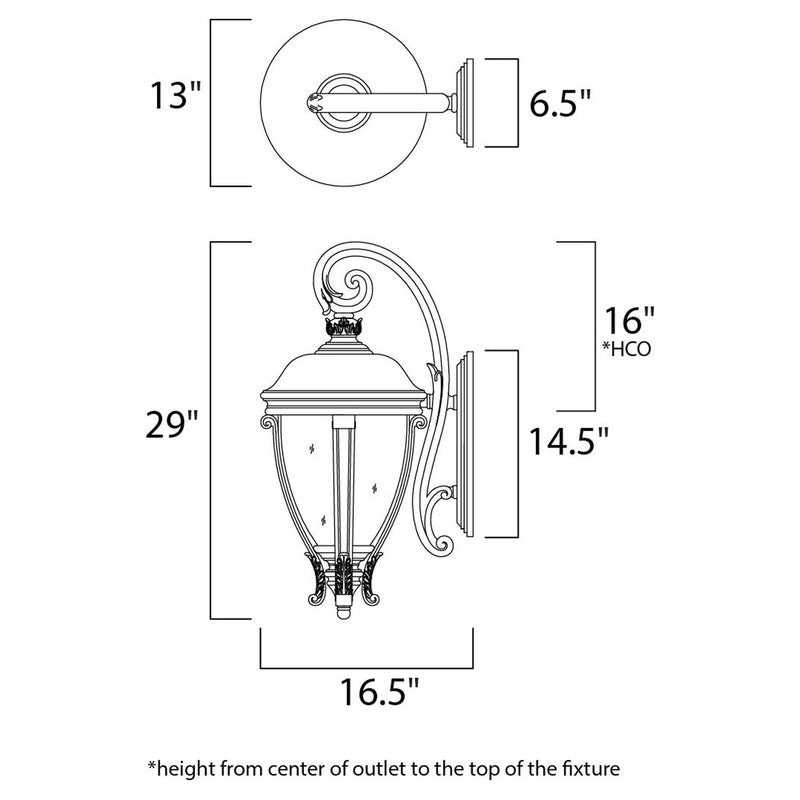 Maxim 41426WGBK - Camden VX 3 Light 29" Wall Sconce