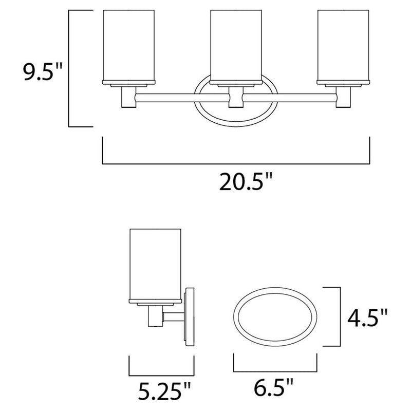 Maxim 9053SWSN - Cylinder 3 Light 21" Vanity Light
