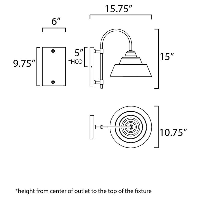 Maxim 10104BK - Shoreline 1 Light 16" Wall Sconce
