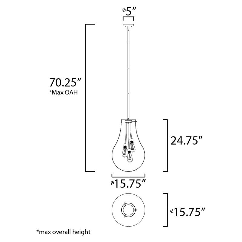 Maxim 10164CLSN - Gourd 3 Light 25" Pendant
