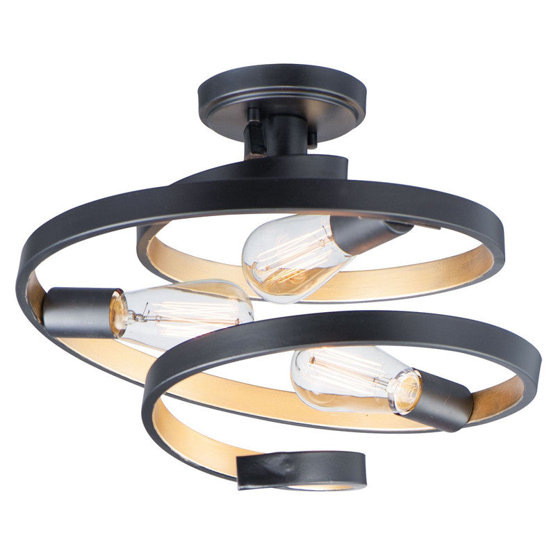 Maxim 12230BKGLD - Twister 3 Light 16" Semi Flush Ceiling Light