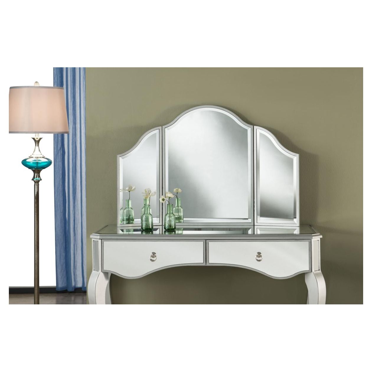 MF6-1042S Contempo 37" x 24" Tri Fold Mirror in Silver