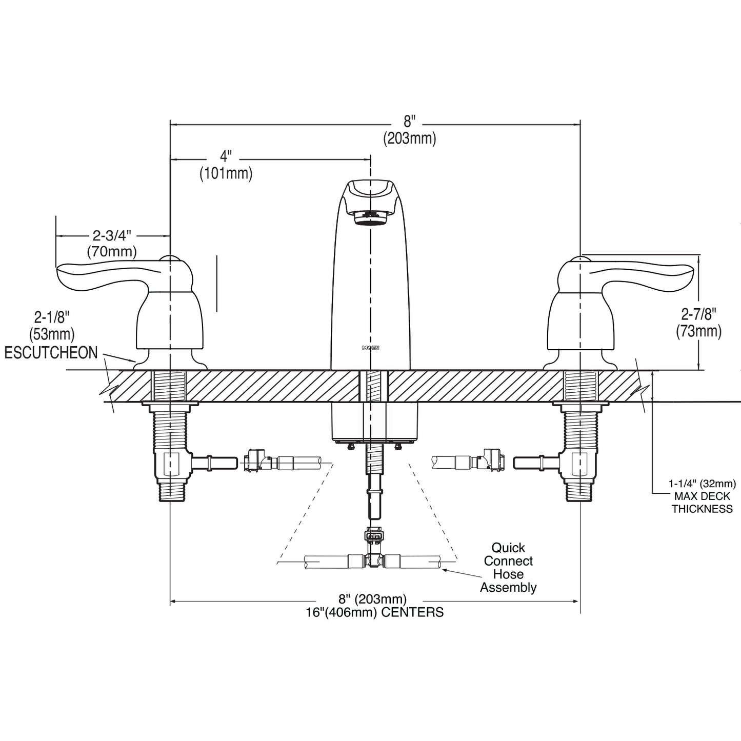 Chateau Two-Handle Widespread Bathroom Faucet - Valve Included