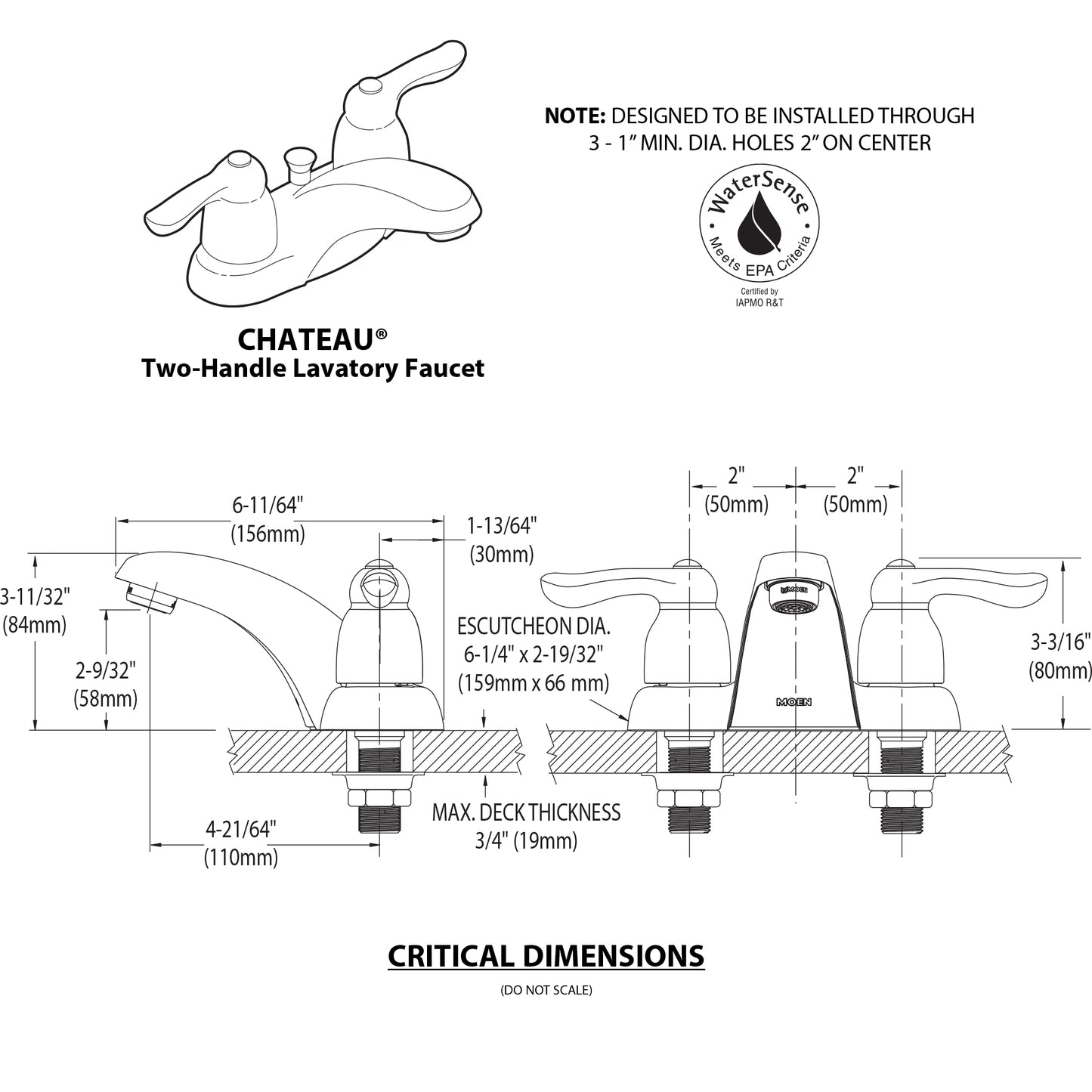 Moen 64925 - Chateau Double Handle Centerset Bathroom Faucet in Chrome