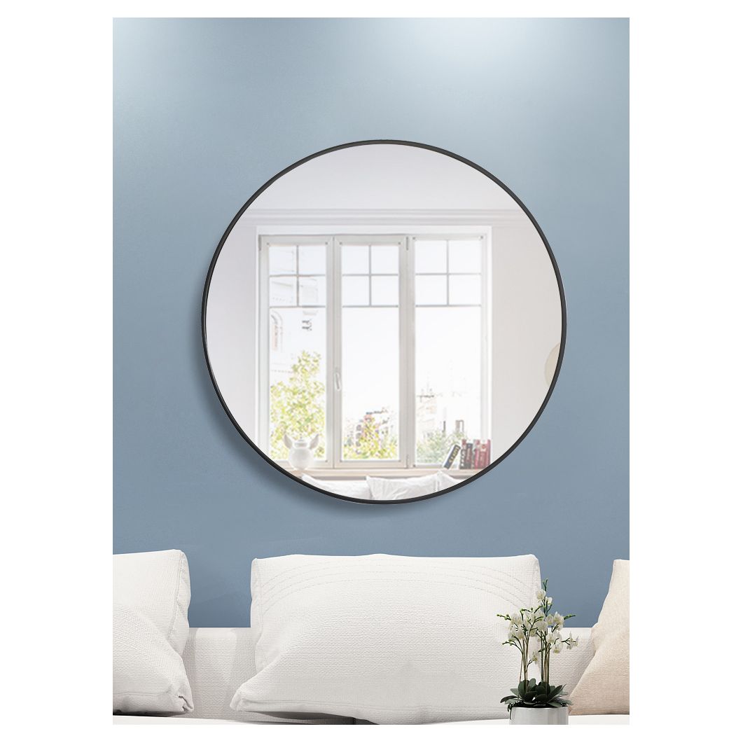 MR4041BK Eternity 36" x 36" Metal Framed Round Mirror in Black