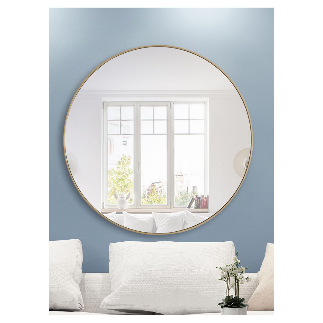 MR4048BR Eternity 48" x 48" Metal Framed Round Mirror in Brass