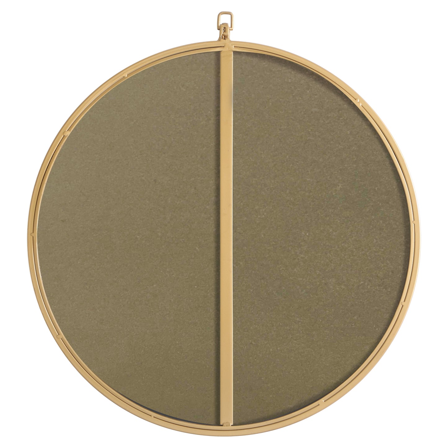 MR4052BR Rowan 24" x 24" Metal Framed Round Mirror with Decorative Hook in Brass