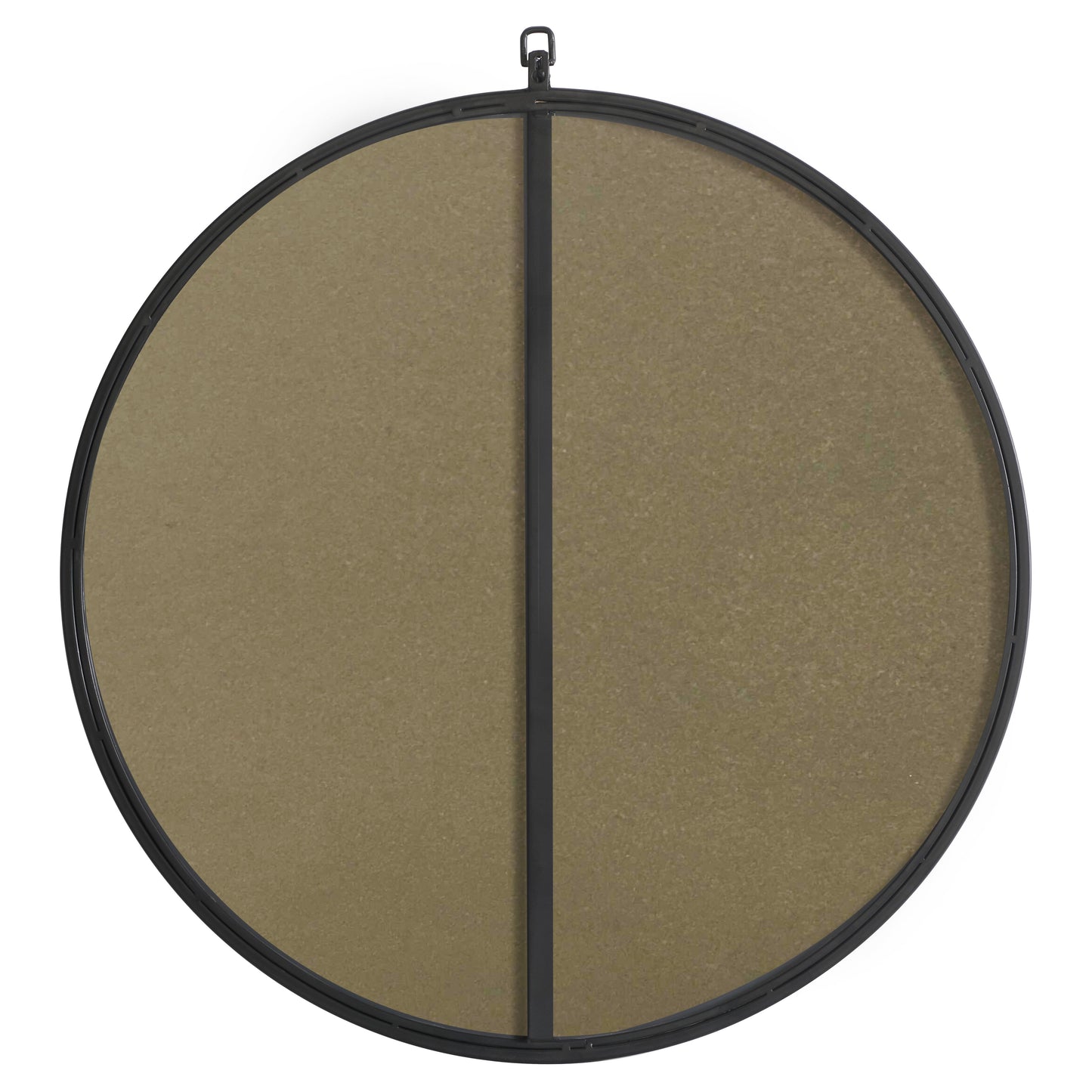 MR4054BK Rowan 28" x 28" Metal Framed Round Mirror with Decorative Hook in Black