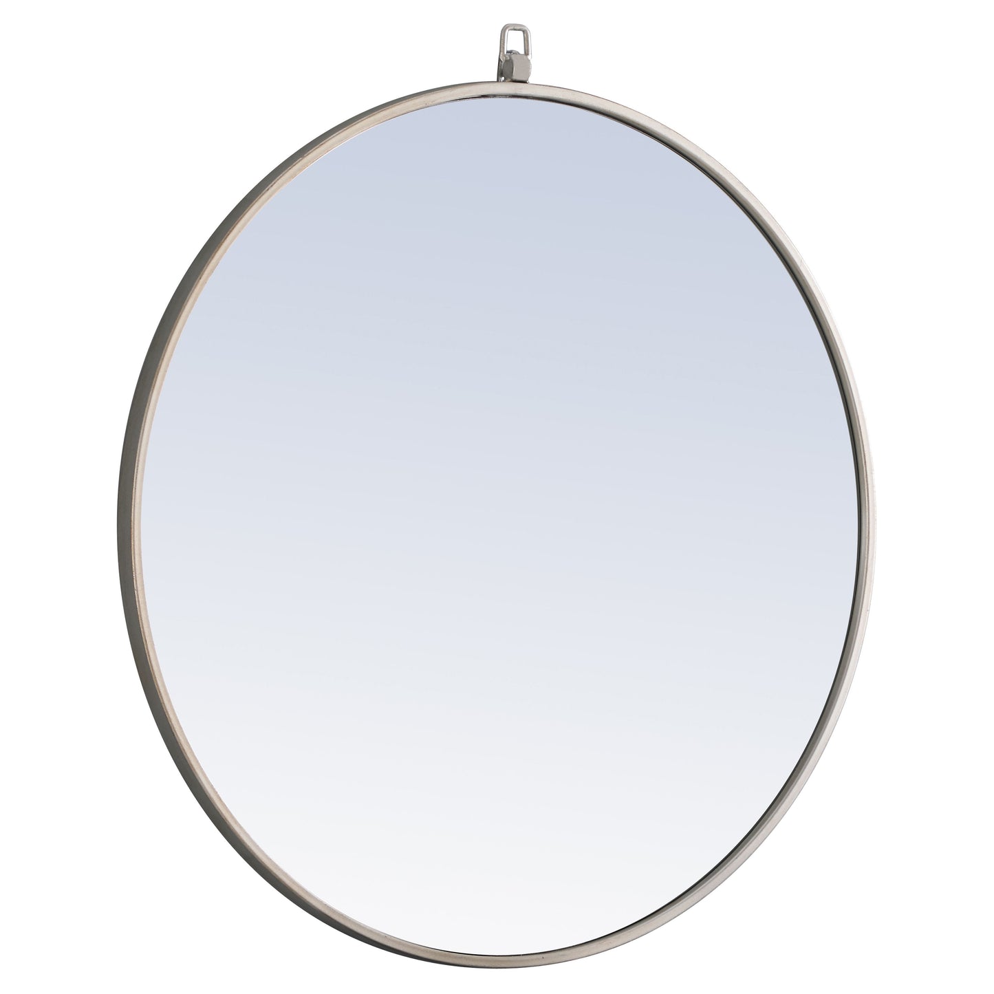 MR4056S Rowan 28" x 28" Metal Framed Round Mirror with Decorative Hook in Silver