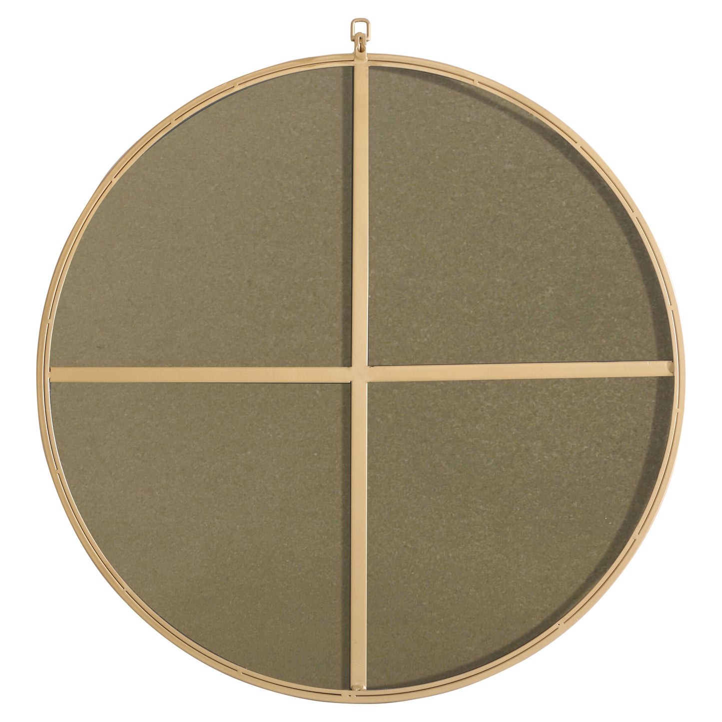 MR4058BR Rowan 32" x 32" Metal Framed Round Mirror with Decorative Hook in Brass