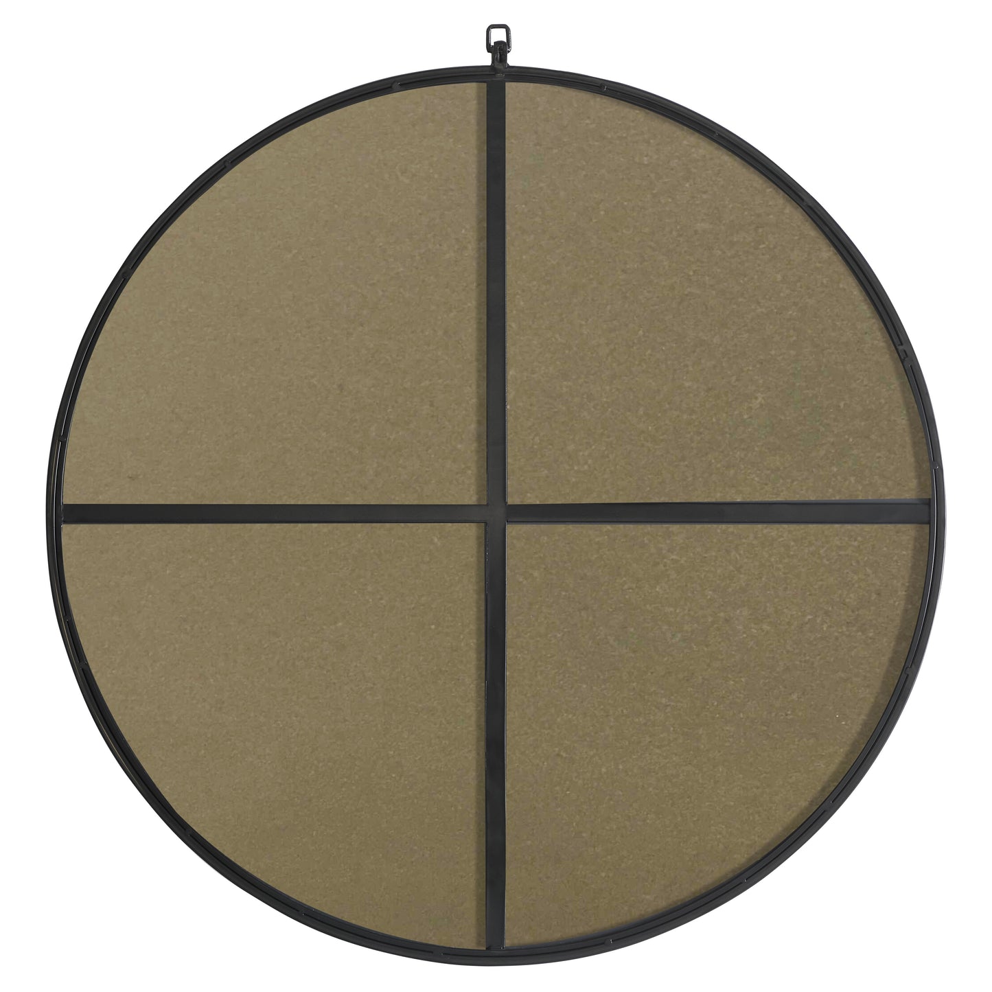 MR4061BK Rowan 36" x 36" Metal Framed Round Mirror with Decorative Hook in Black