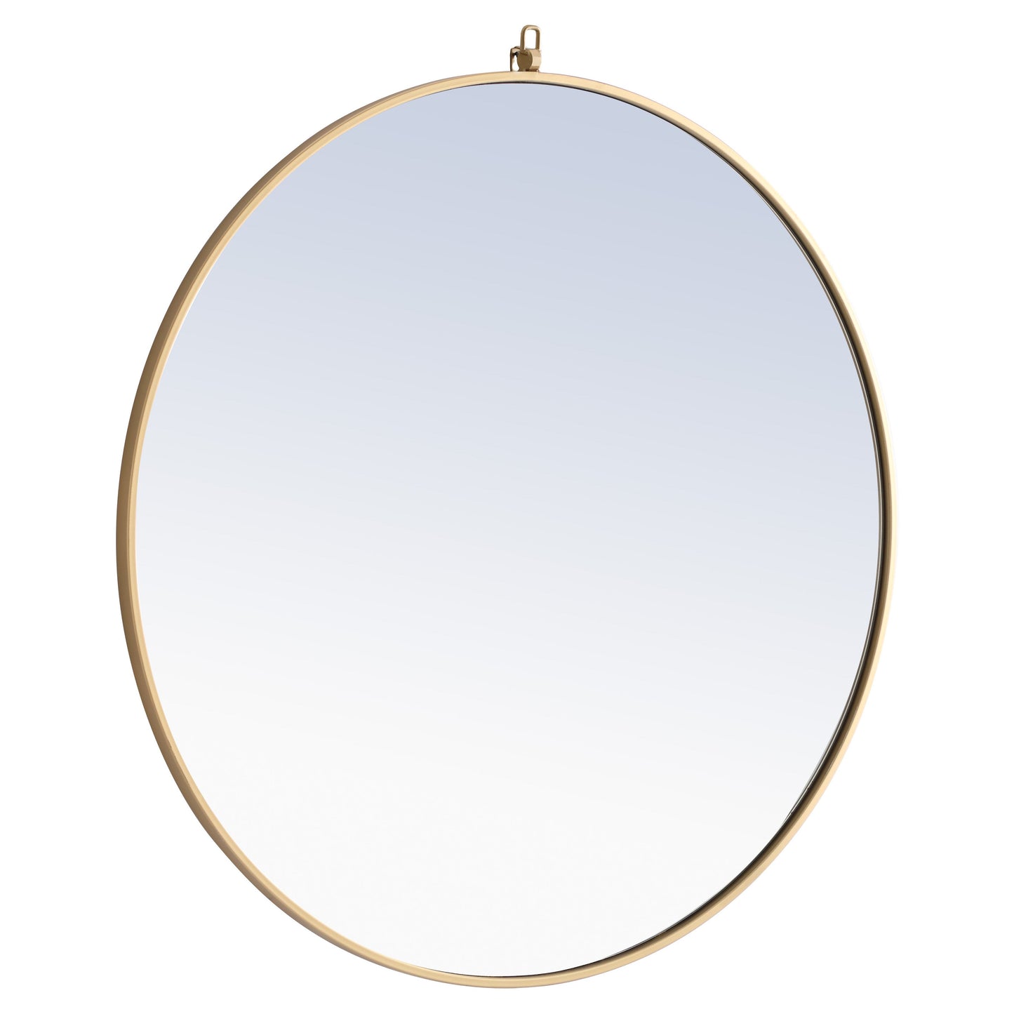 MR4062BR Rowan 36" x 36" Metal Framed Round Mirror with Decorative Hook in Brass
