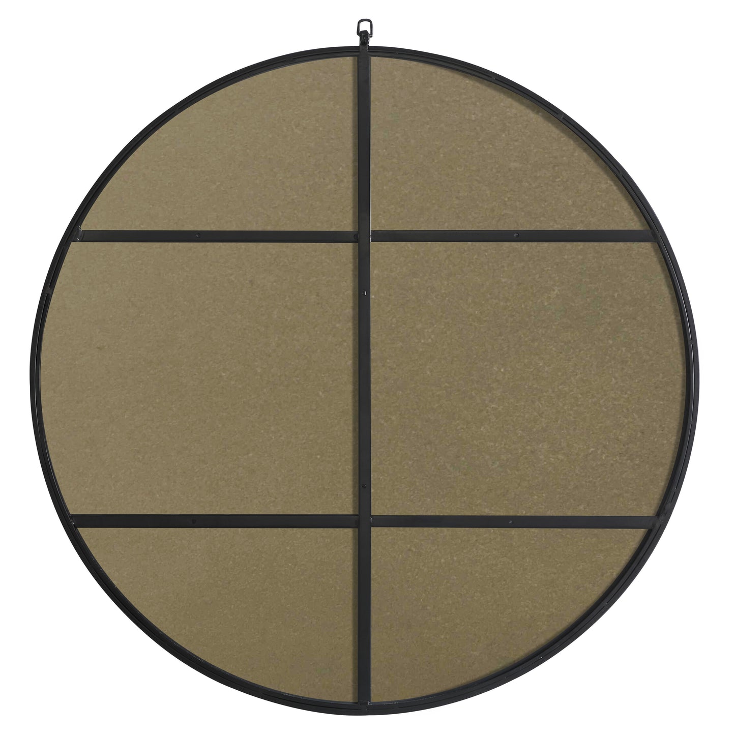 MR4064BK Rowan 42" x 42" Metal Framed Round Mirror with Decorative Hook in Black