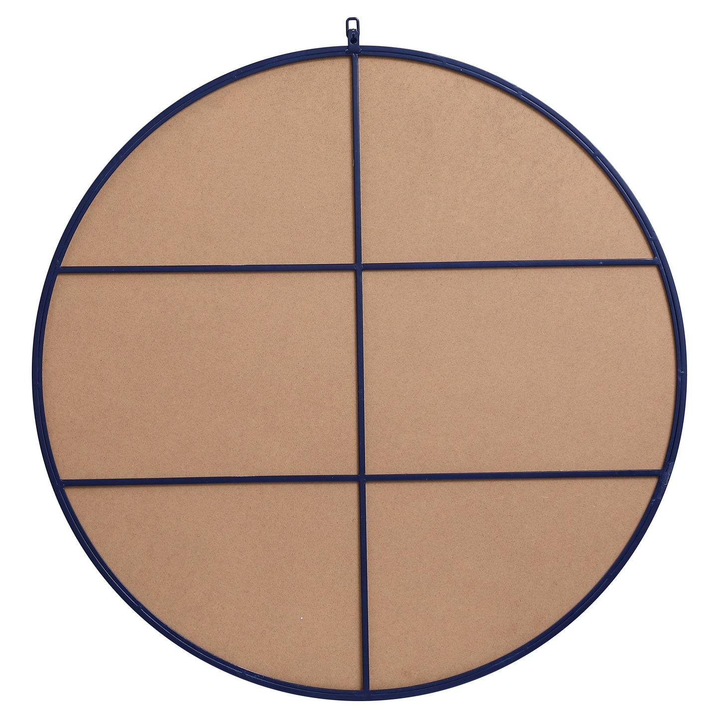 MR4064BL Rowan 42" x 42" Metal Framed Round Mirror with Decorative Hook in Blue