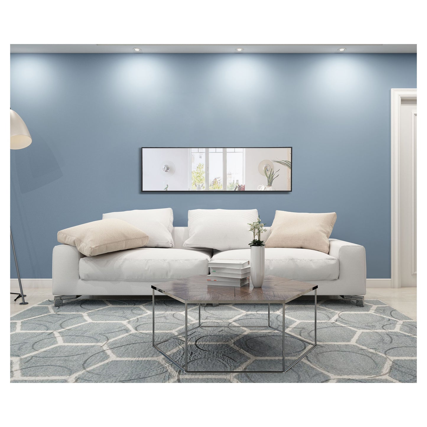 MR4081BK Monet 18" x 60" Metal Framed Rectangular Mirror in Black