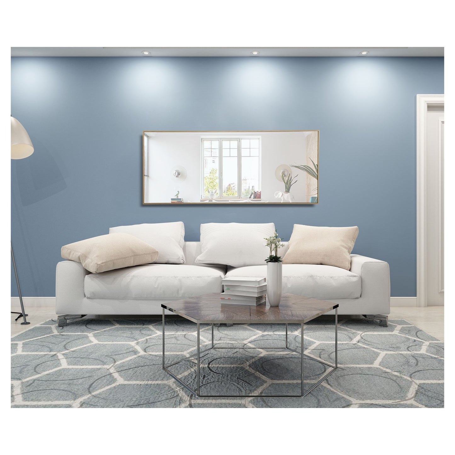 MR4085BR Monet 30" x 72" Metal Framed Rectangular Mirror in Brass