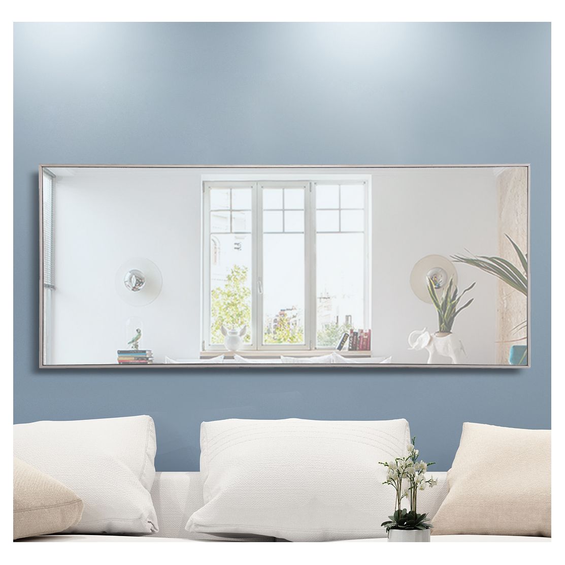 MR4086S Monet 30" x 72" Metal Framed Rectangular Mirror in Silver