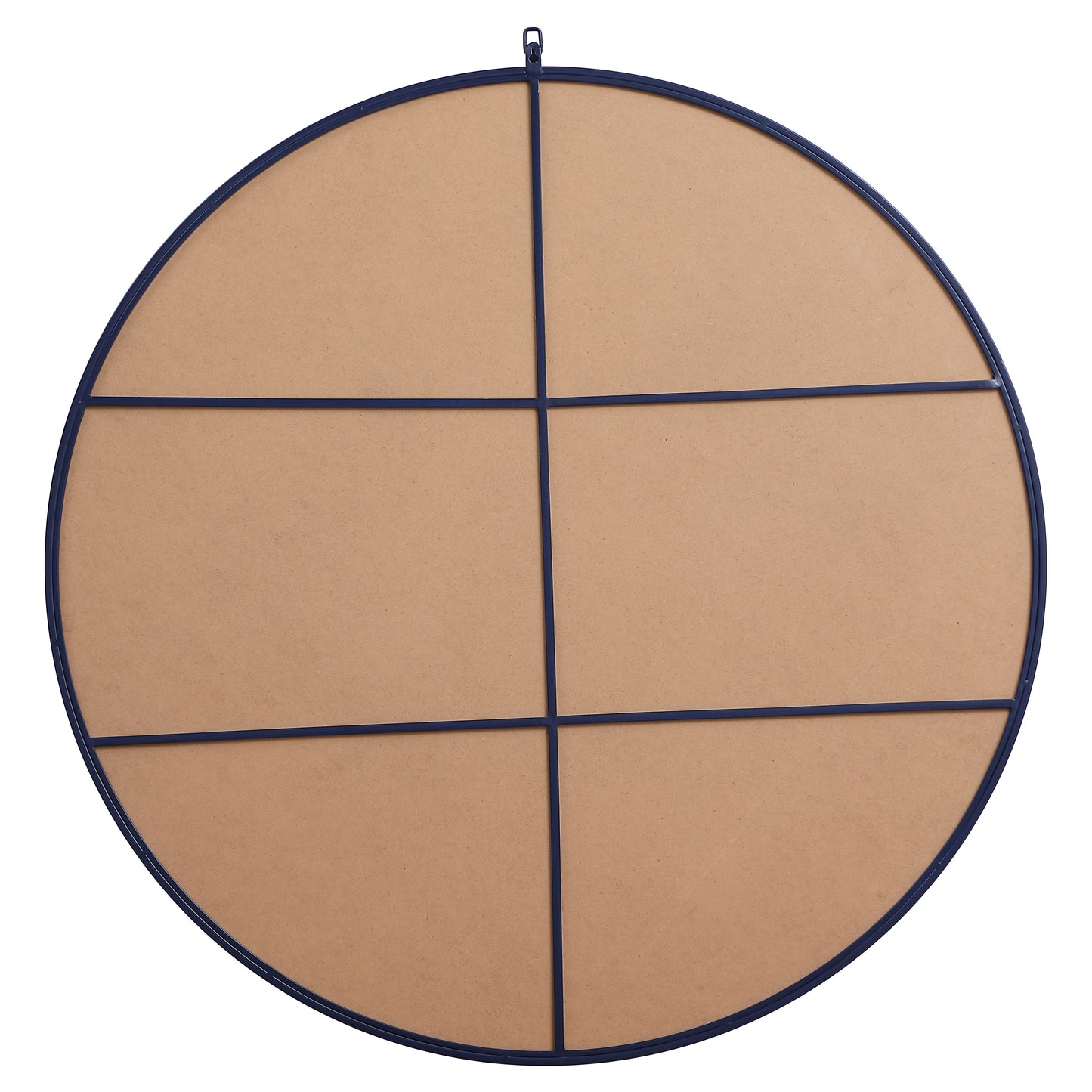 MR4745BL Rowan 45" x 45" Metal Framed Round Mirror with Decorative Hook in Blue