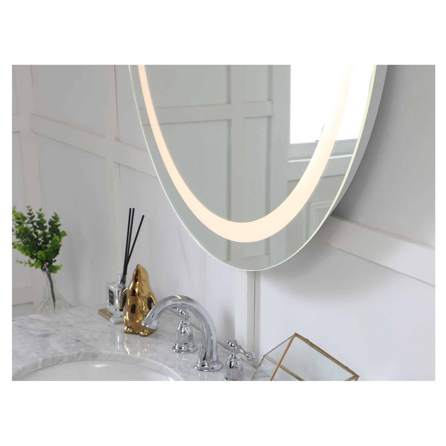 MRE-6016 Nova 36" x 36" LED Mirror in Glossy White - 3000K