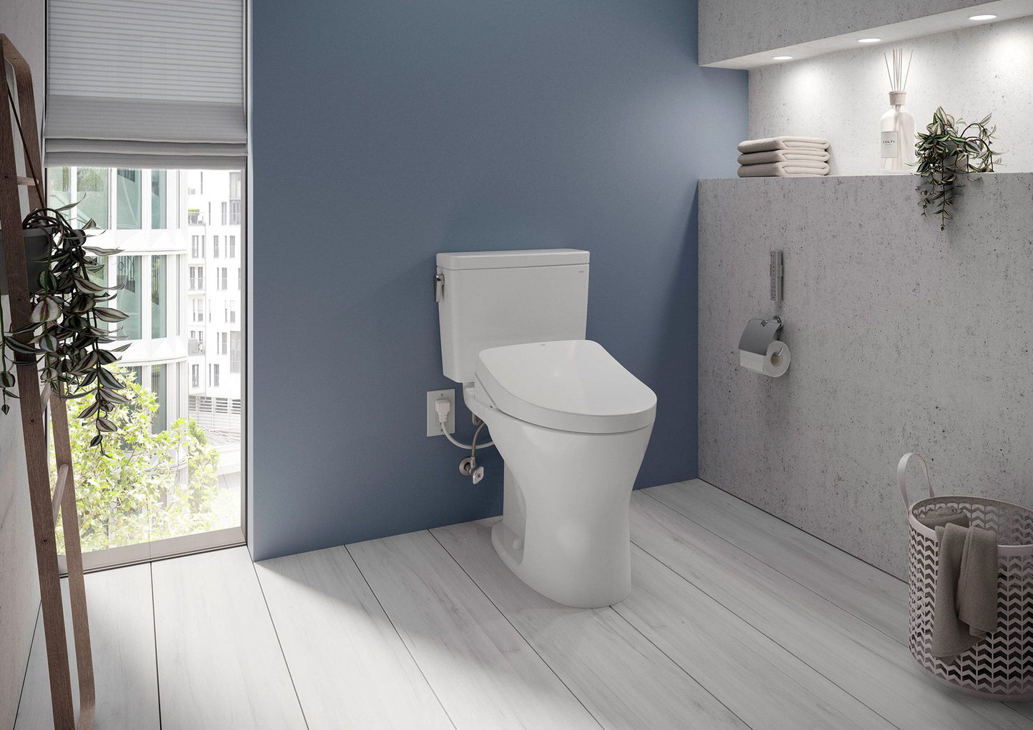 Drake 1G WASHLET+ Two-Piece Elongated Dual Flush 1.0 and 0.8 GPF DYNAMAX TORNADO FLUSH Toilet with Auto Flush S500e Bidet Seat, Cotton White
