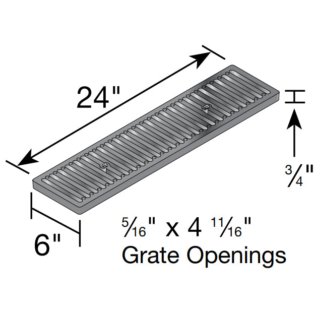 DS-232 - 24" x 6" Dura Slope Ductile Iron Channel Grate