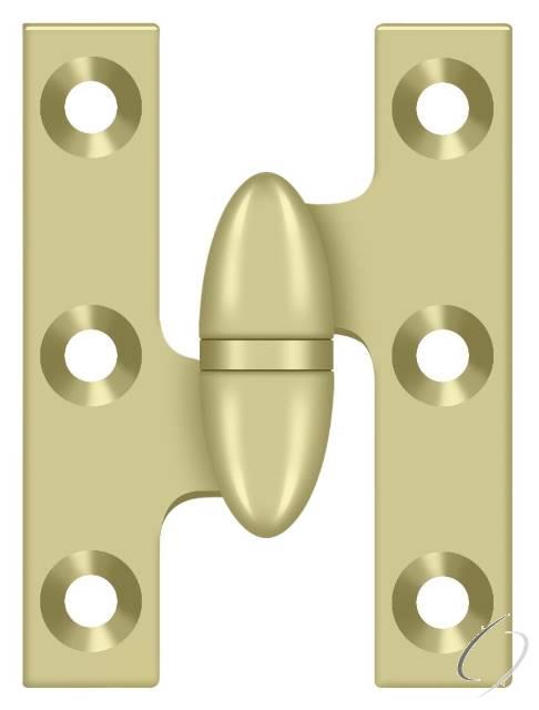 OK2015U3UNL-L 2" x 1-1/2" Olive Knuckle Hinge; Unlacquered Bright Brass Finish