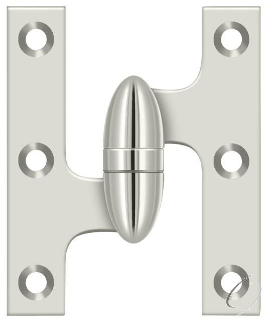 OK3025B14-L 3" x 2-1/2" Olive Knuckle Hinge; Bright Nickel Finish