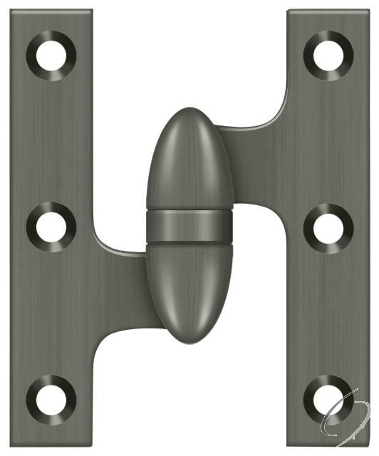 OK3025B15A-L 3" x 2-1/2" Olive Knuckle Hinge; Antique Nickel Finish