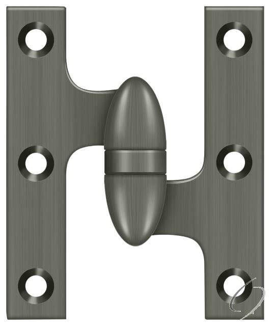 OK3025B15A-R 3" x 2-1/2" Olive Knuckle Hinge; Antique Nickel Finish