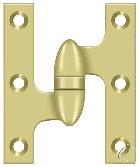 OK3025B3-L 3" x 2-1/2" Olive Knuckle Hinge; Bright Brass Finish