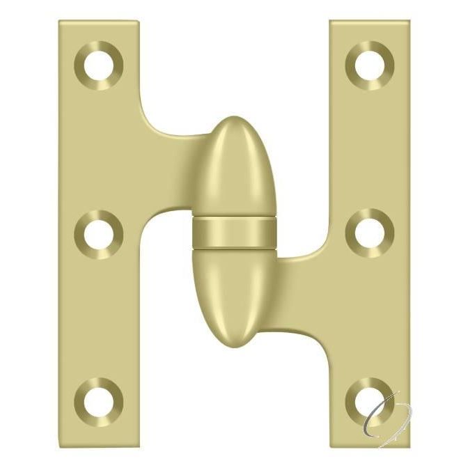 OK3025B3UNL-R 3" x 2-1/2" Olive Knuckle Hinge; Unlacquered Bright Brass Finish