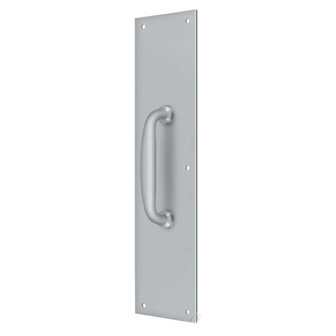 PPH55U26D Push Plate with Handle 3-1/2" x 15 " - Handle 5 1/2"; Satin Chrome Finish