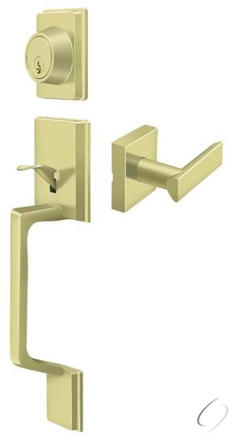 PRHHLU3 Highgate Handleset with Zinc Livingston Lever Entry; Bright Brass Finish