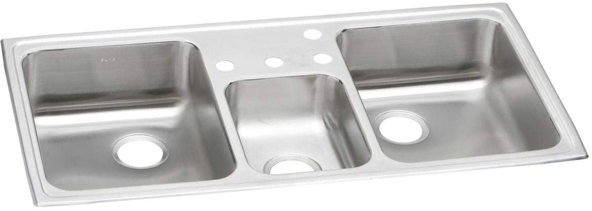 Elkay PSMR43220 - Elkay Gourmet Pacemaker Stainless Steel 43" x 22" Triple Basin Top Mount Kitchen S
