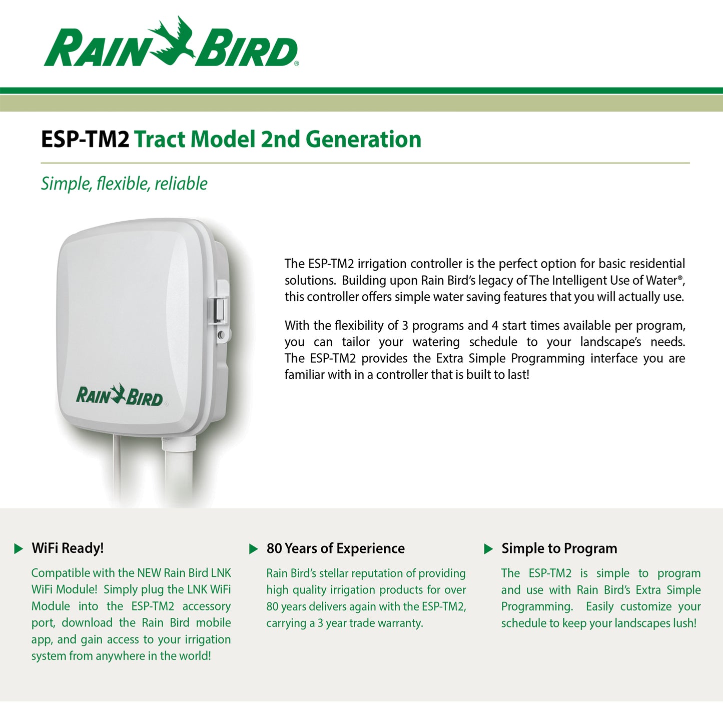 ESP-TM2 Series 4, 6, 8 or 12 Station Indoor/Outdoor Irrigation Controller - LNK WiFi-Compatible