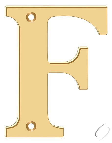 RL4F-CR003 4" Residential Letter F; Lifetime Brass Finish