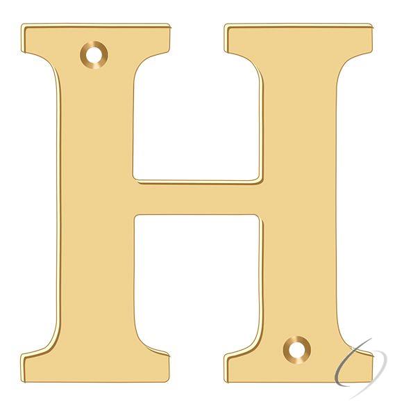 RL4H-CR003 4" Residential Letter H; Lifetime Brass Finish