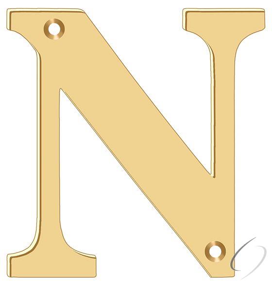 RL4N-CR003 4" Residential Letter N; Lifetime Brass Finish