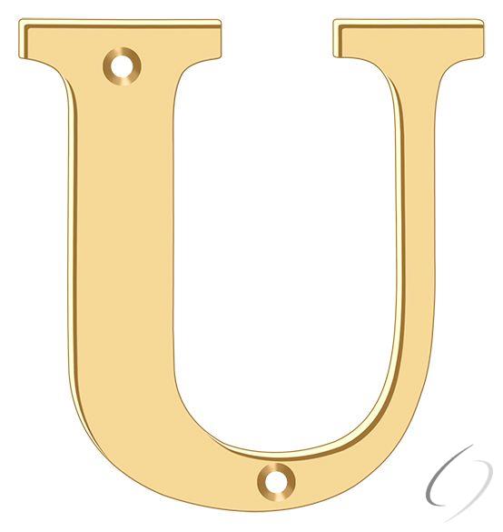 RL4U-CR003 4" Residential Letter U; Lifetime Brass Finish