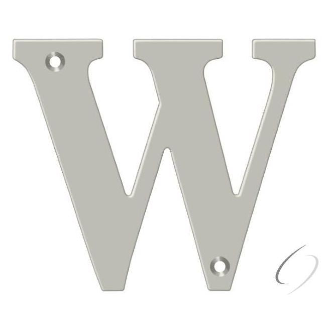 RL4W-15 4" Residential Letter W; Satin Nickel Finish