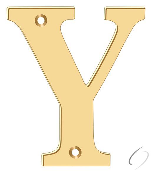 RL4Y-CR003 4" Residential Letter Y; Lifetime Brass Finish