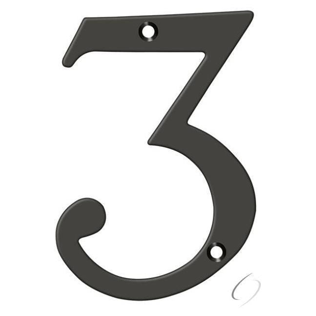 RN4-3U10B 4" Numbers; Solid Brass; Oil Rubbed Bronze Finish
