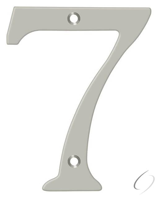 RN4-7U15 4" Numbers; Solid Brass; Satin Nickel Finish