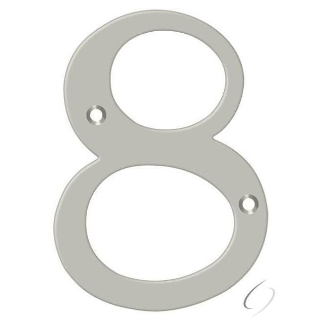 RN4-8U15 4" Numbers; Solid Brass; Satin Nickel Finish
