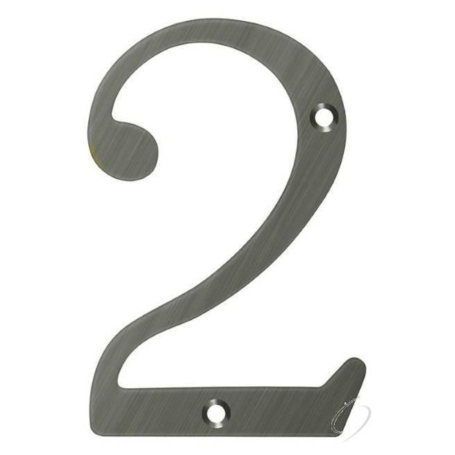 RN6-2U15A 6" Numbers; Solid Brass; Antique Nickel Finish