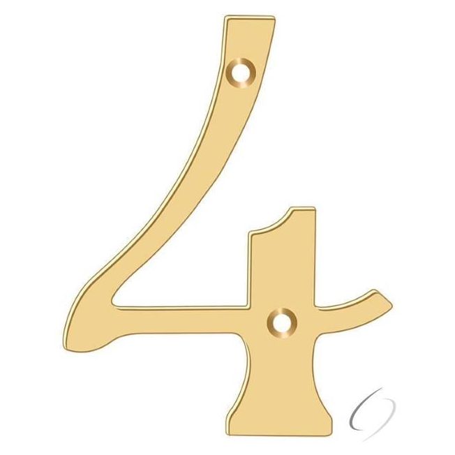 RN6-4 6" Numbers; Solid Brass; Lifetime Brass Finish